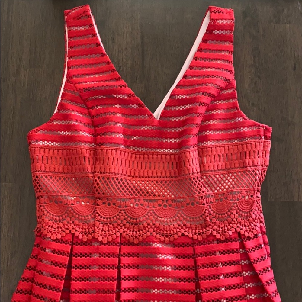 NWOT Modcloth red crochet cocktail dress